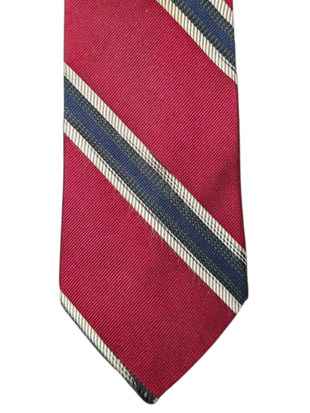 Jos. A. Bank Red & Blue Striped Men's Handmade Cotton Tie